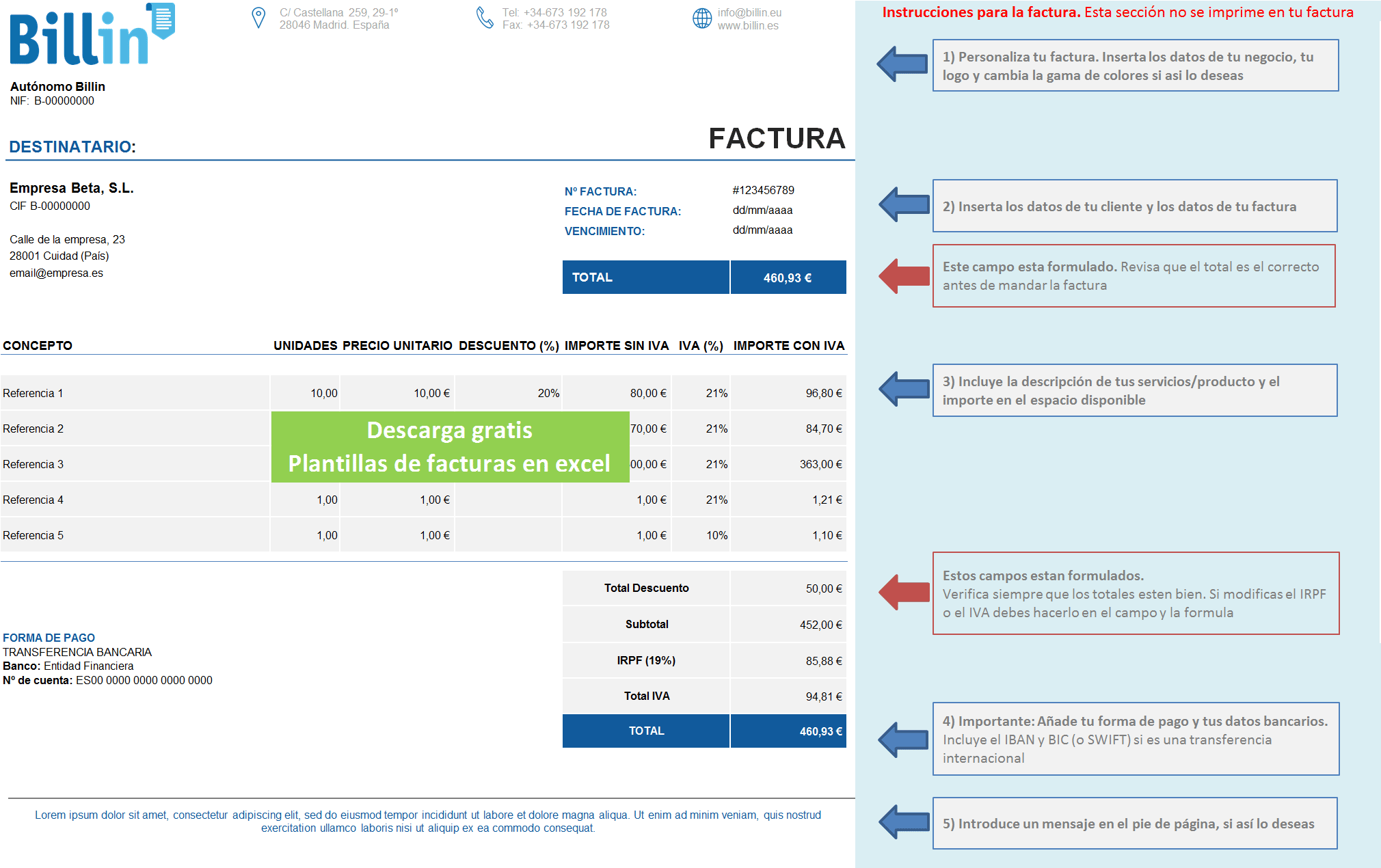 descarga tus plantillas de facturas en excel gratis blog billin