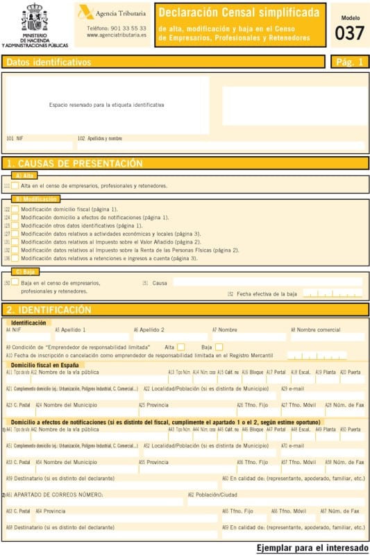 alta autonomo modelo