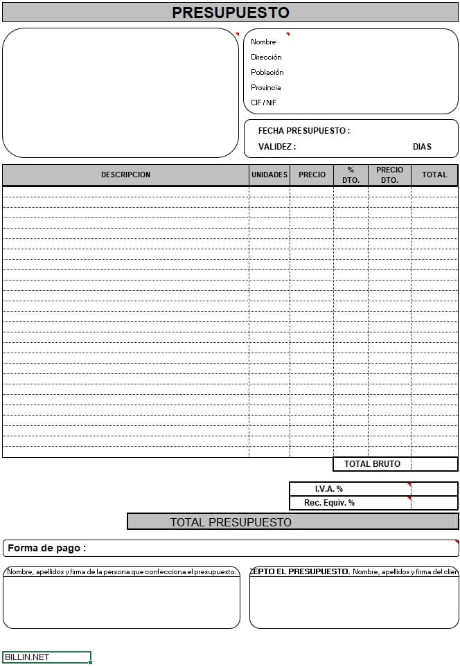 plantilla de presupuesto en excel