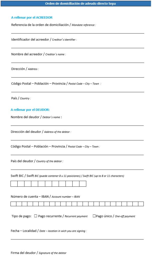 modelo autorizacion sepa
