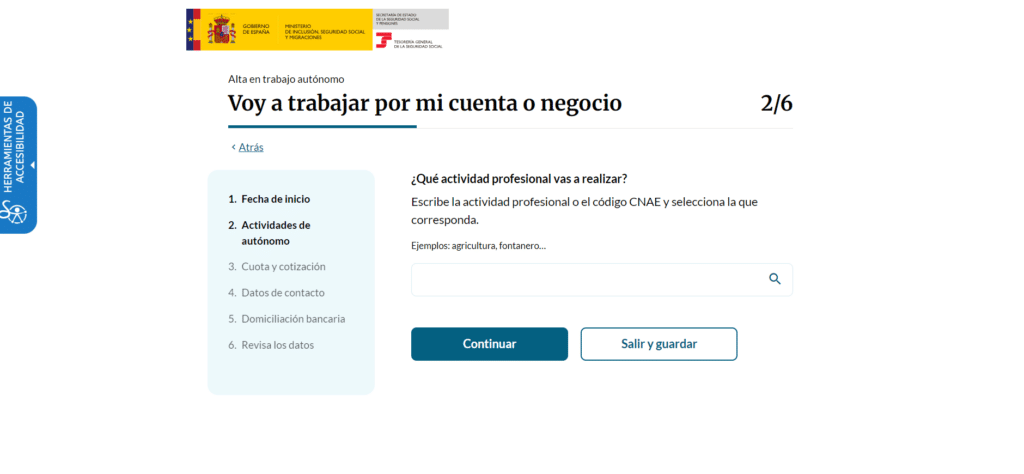 actividad autonomo alta