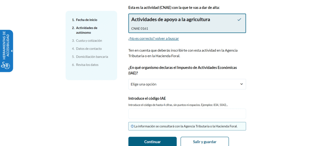 alta autonomo actividad