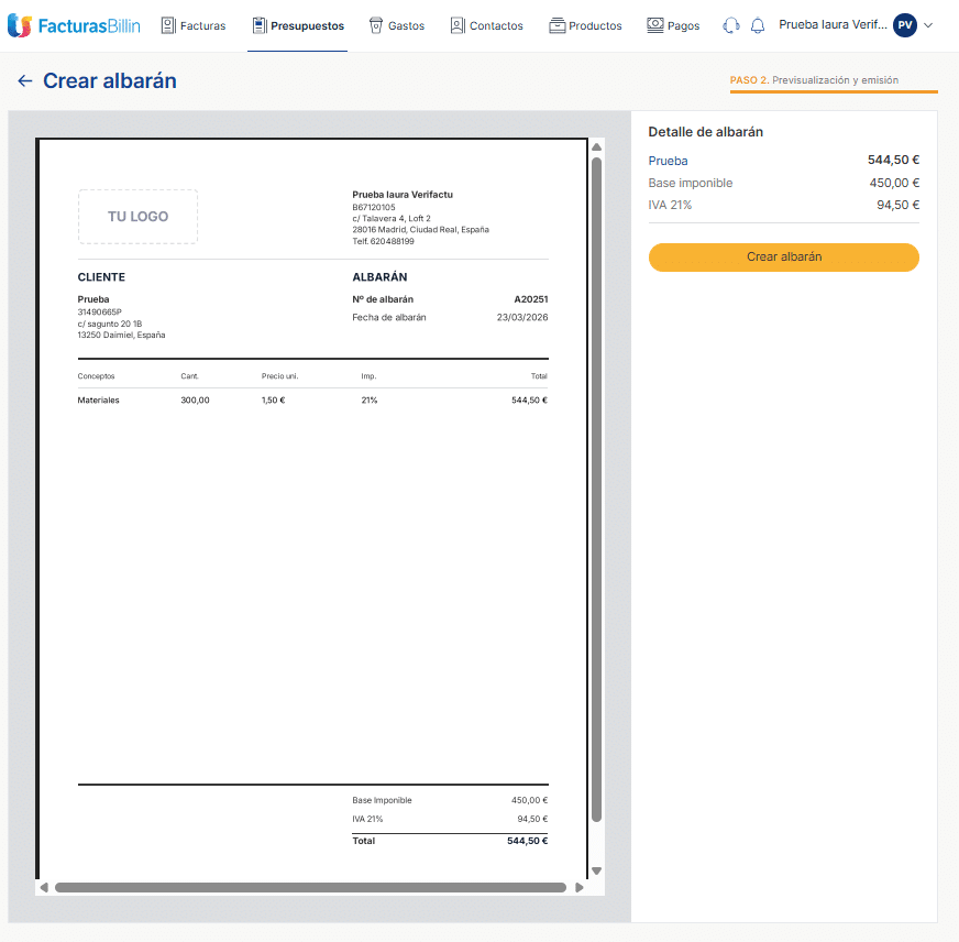 crear alabarán programa