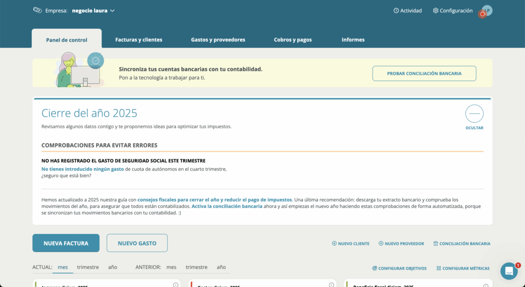 cuentica producto facturación panel
