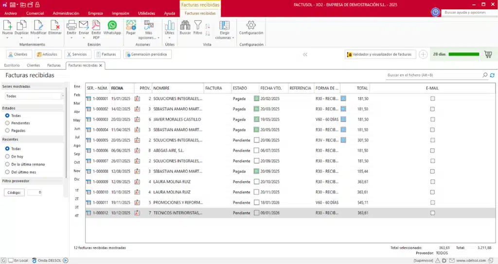 factusol producto facturación panel