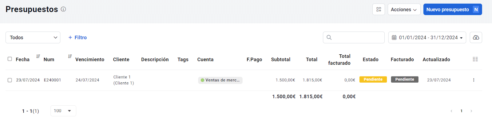 crear presupuestos online con Holded