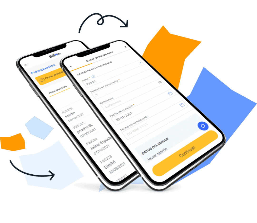 mockup-crear-factura-billin app para presupuestos